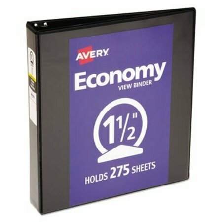 AVERY DENNISON Avery, ECONOMY VIEW BINDER WITH ROUND RINGS , 3 RINGS, 1.5in CAPACITY, 11 X 8.5, BLACK, 5725 05725
